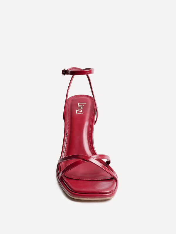 Linzi Red Faux Leather Crossover Stiletto Heel