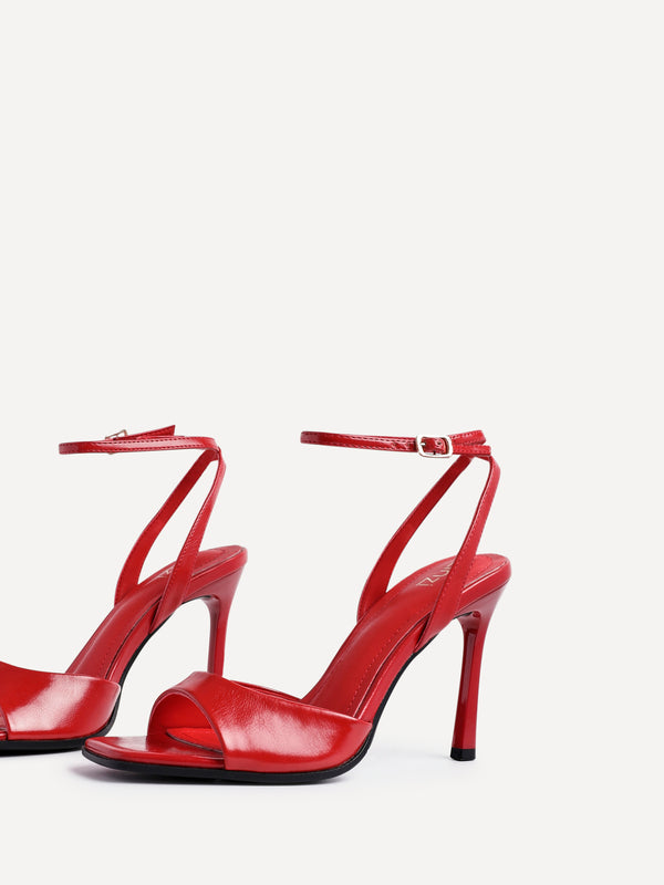 Linzi Red Faux Leather Stiletto High Heels