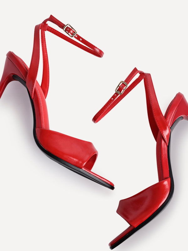 Linzi Red Faux Leather Stiletto High Heels