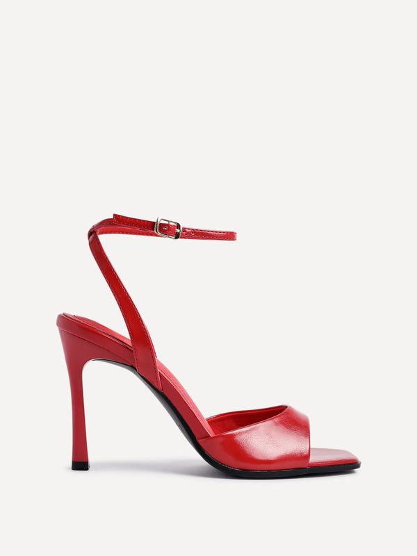 linzi Red Faux Leather Stiletto High Heels