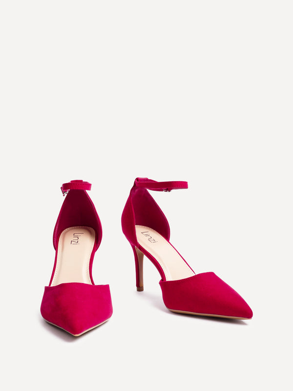 Linzi Red Faux Suede Classic Stiletto Court Heel