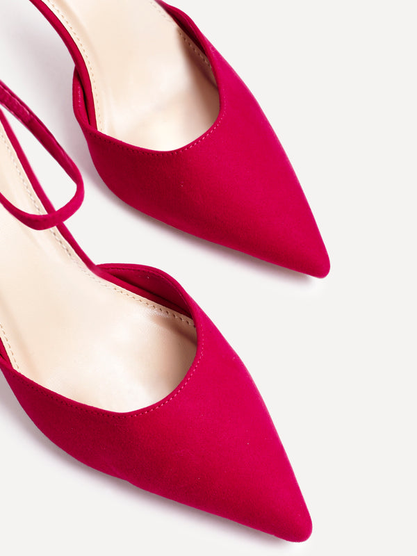 Linzi Red Faux Suede Classic Stiletto Court Heel