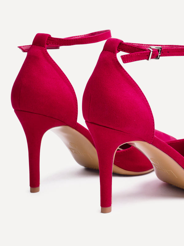Linzi Red Faux Suede Classic Stiletto Court Heel