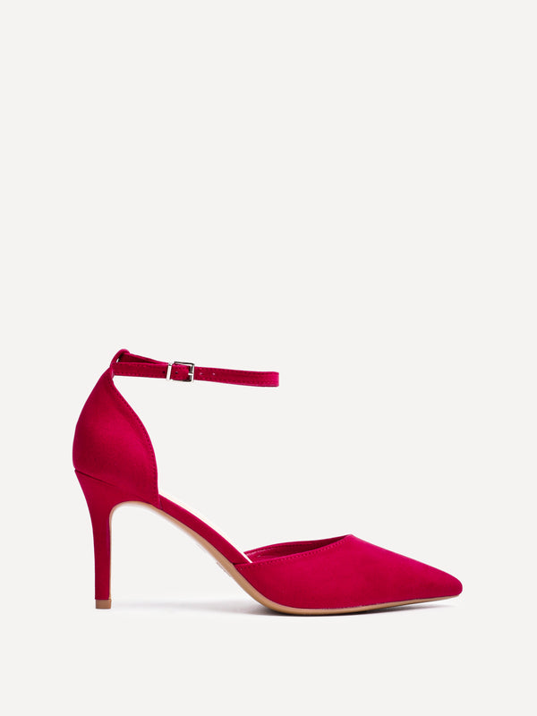 linzi Red Faux Suede Classic Stiletto Court Heel