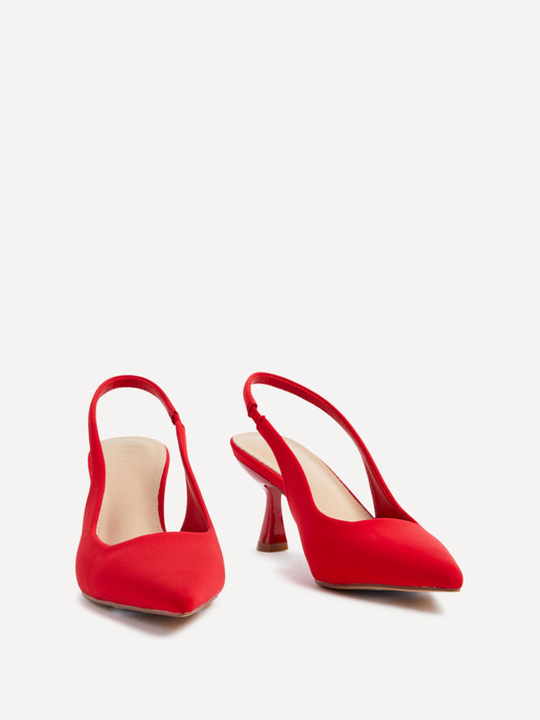 Linzi Red Lycra Sling Back Low Court Heel