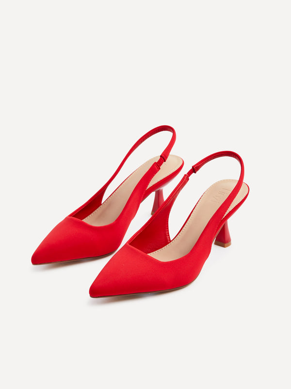 Linzi Red Lycra Sling Back Low Court Heel