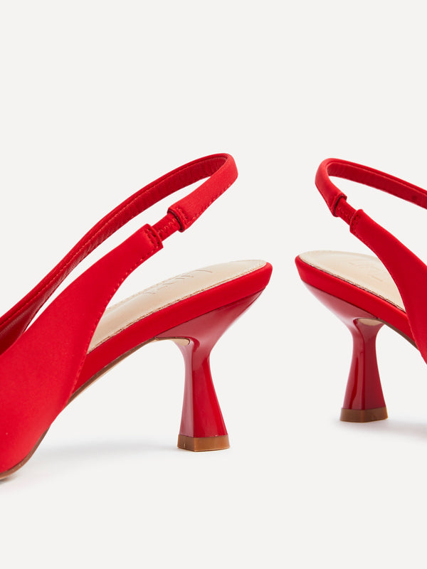 Linzi Red Lycra Sling Back Low Court Heel