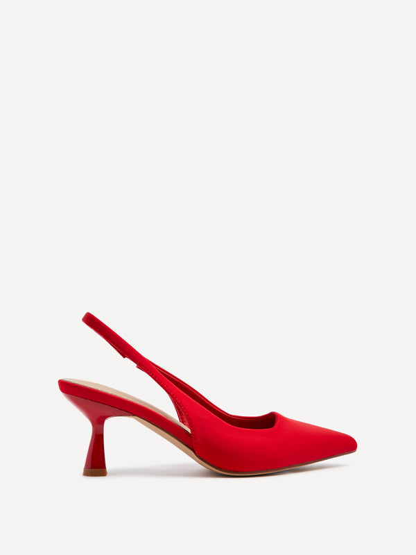 linzi Red Lycra Sling Back Low Court Heel