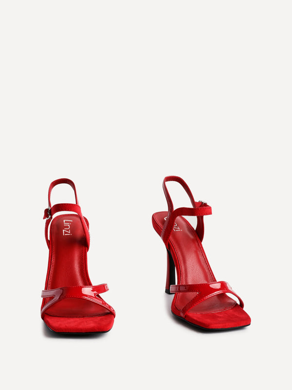 Linzi Red Patent Stiletto Heeled Sandal