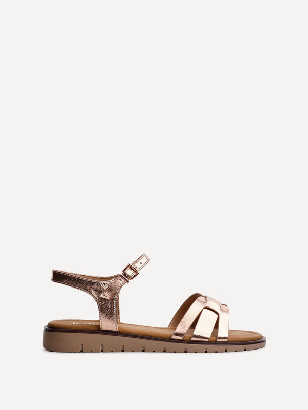 Linzi Rose Gold Faux Leather Two Part Sandal