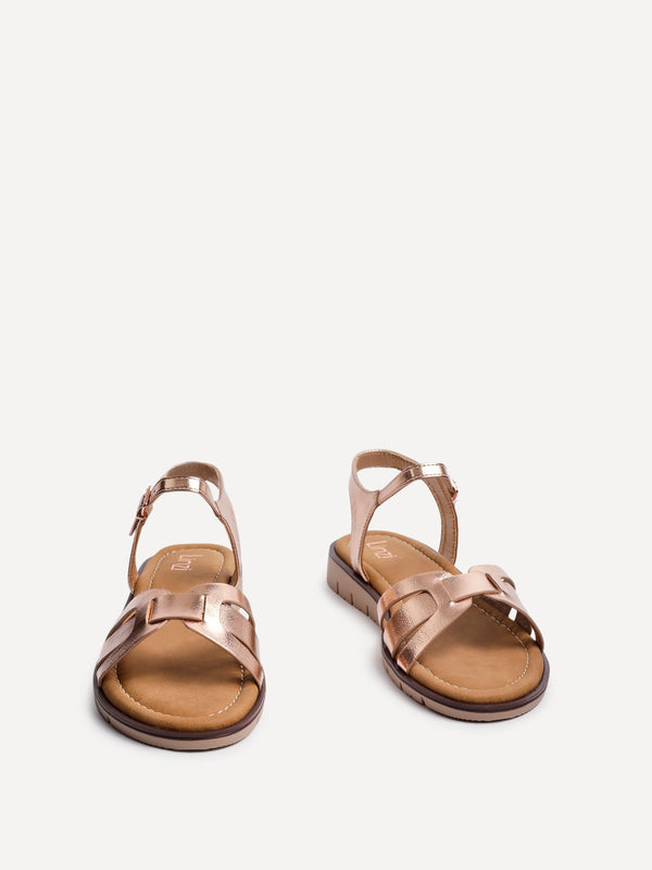 Linzi Rose Gold Faux Leather Two Part Sandal