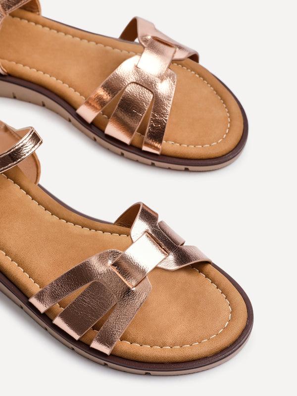 Linzi Rose Gold Faux Leather Two Part Sandal