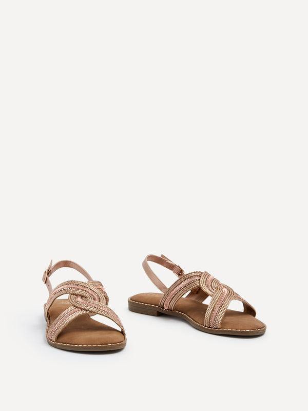 Linzi Rose Gold Intertwined Knitted Sandal