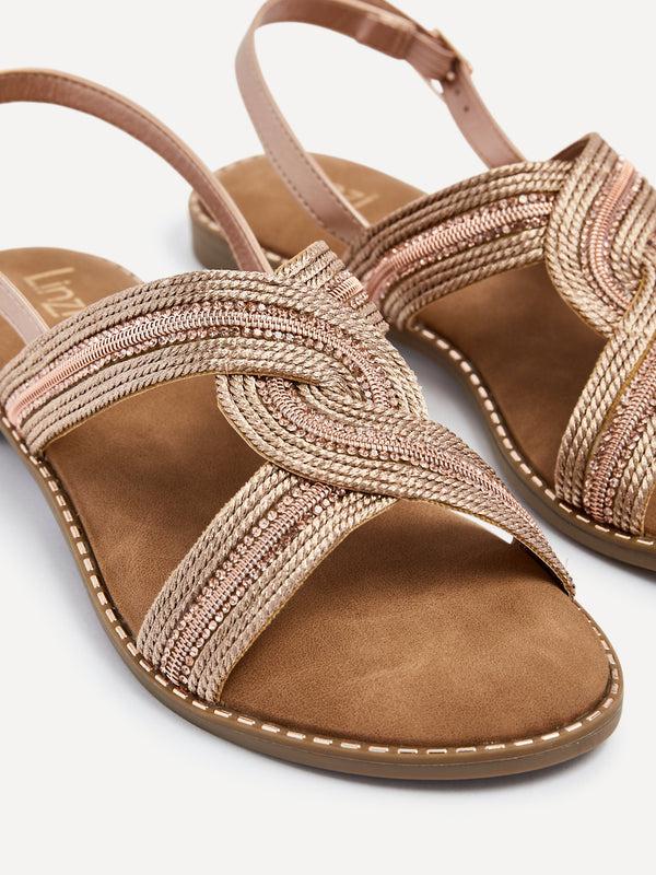 Linzi Rose Gold Intertwined Knitted Sandal
