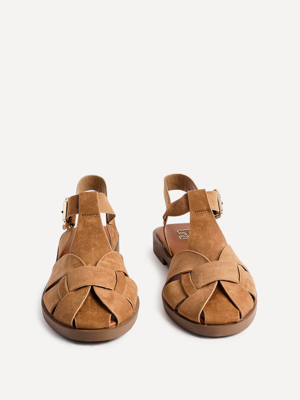 Linzi Sand Faux Suede Fisherman Flat Sandal