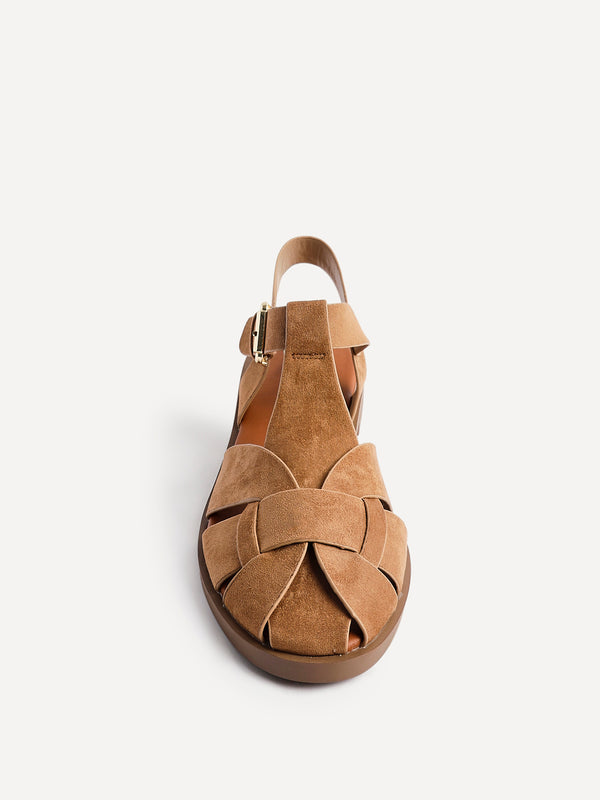 Linzi Sand Faux Suede Fisherman Flat Sandal