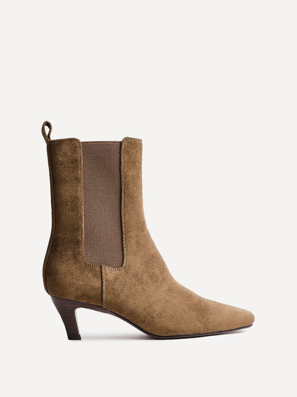 Linzi Sand Faux Suede Kitten Heel Chelsea Boot