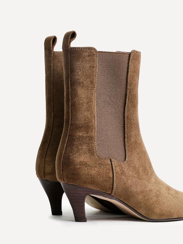 Linzi Sand Faux Suede Kitten Heel Chelsea Boot