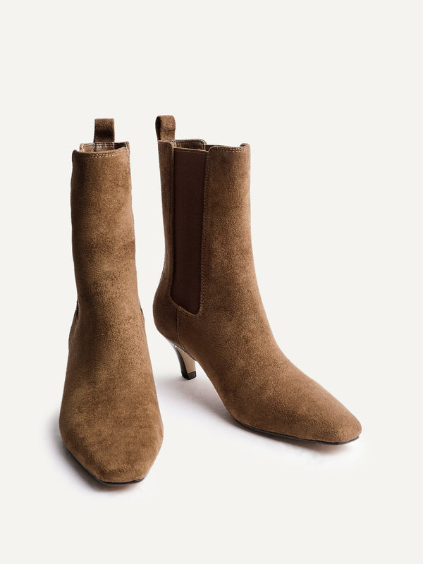 Linzi Sand Faux Suede Kitten Heel Chelsea Boot