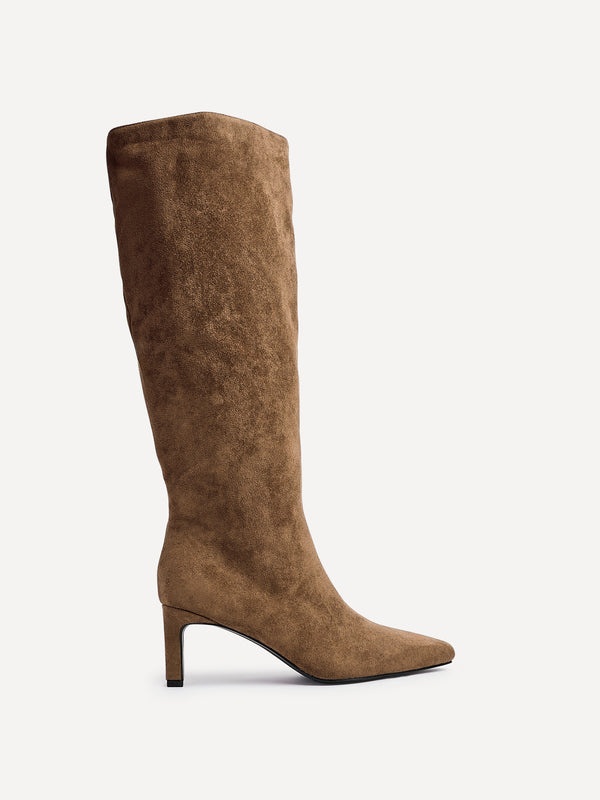 Linzi Sand Faux Suede Knee High Boot