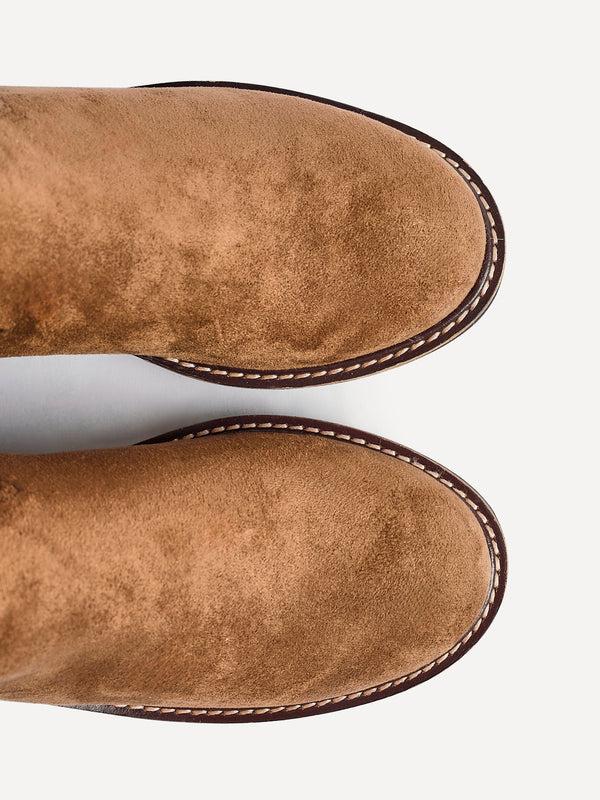 Linzi Sand Faux Suede Wedged Heel Ankle Boot