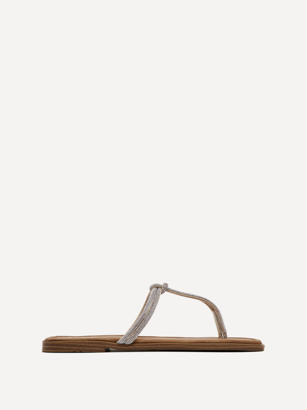 Linzi Silver Diamante Toe Post Slider Sandal