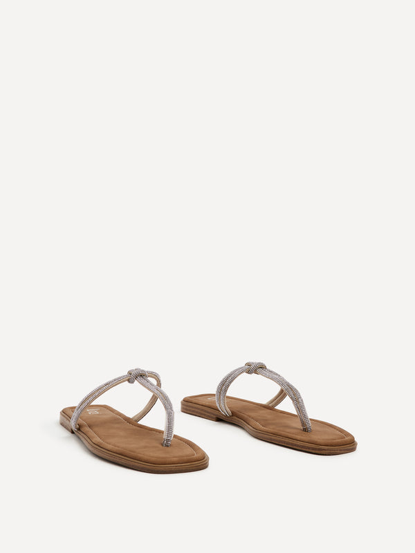 Linzi Silver Diamante Toe Post Slider Sandal