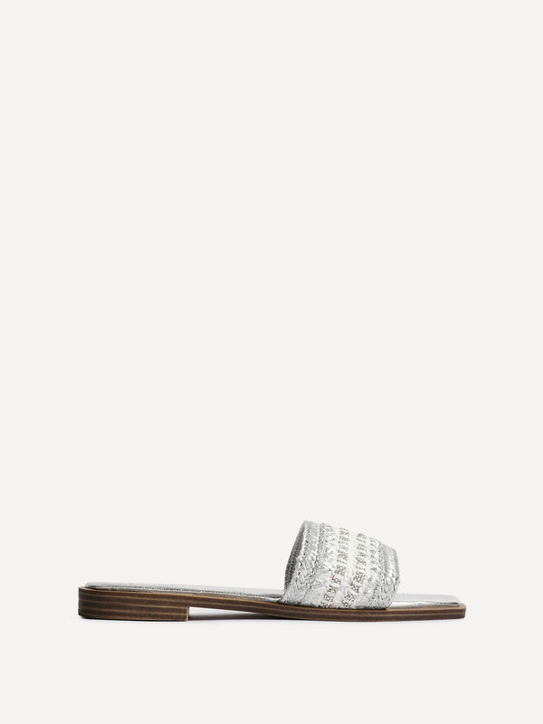 Linzi Silver Embellished Slip On Sandals