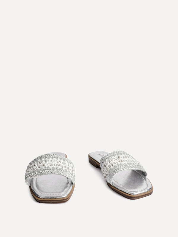 Linzi Silver Embellished Slip On Sandals
