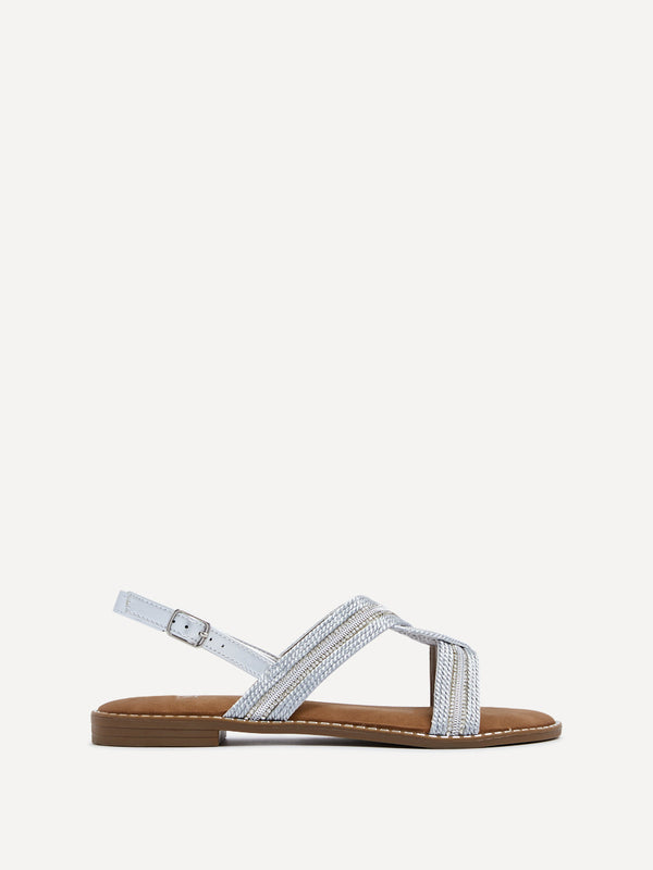 Linzi Silver Intertwined Knitted Sandal