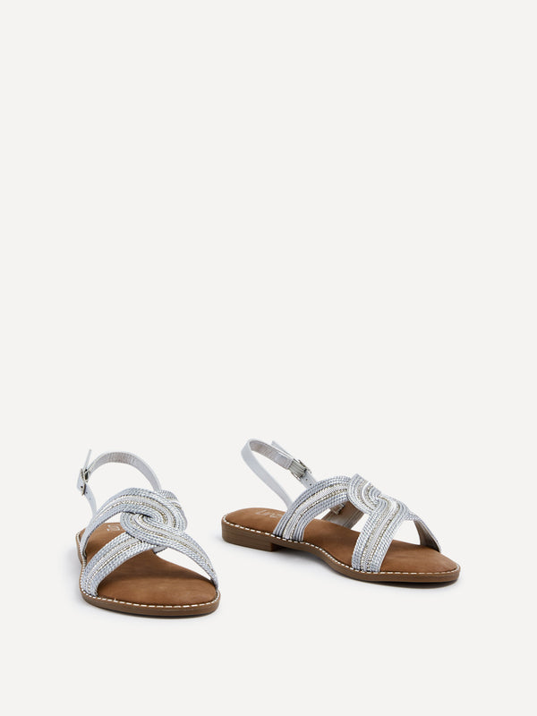 Linzi Silver Intertwined Knitted Sandal