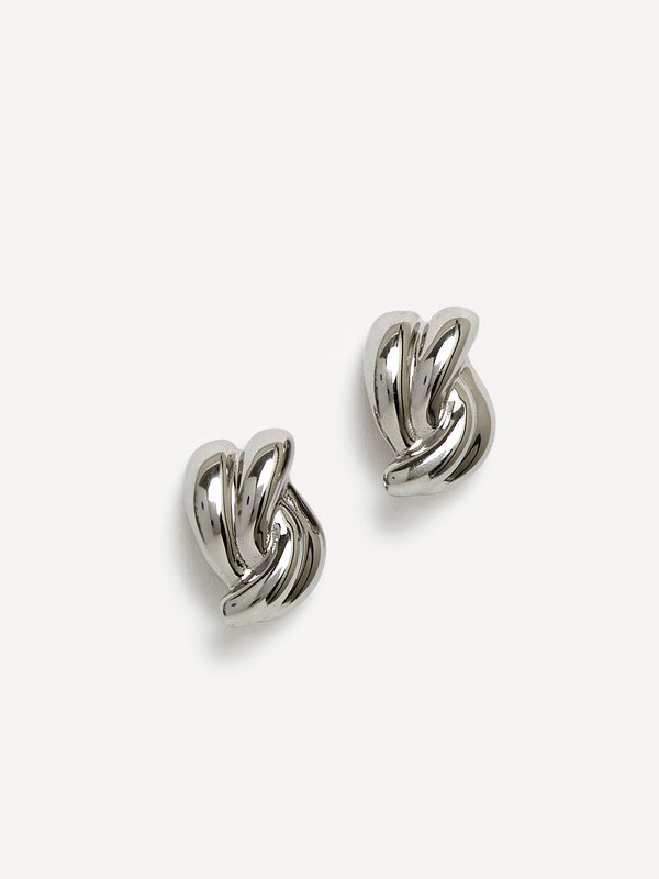 Linzi Silver Knot Twist Stud Earrings