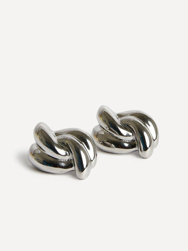 Linzi Silver Knot Twist Stud Earrings