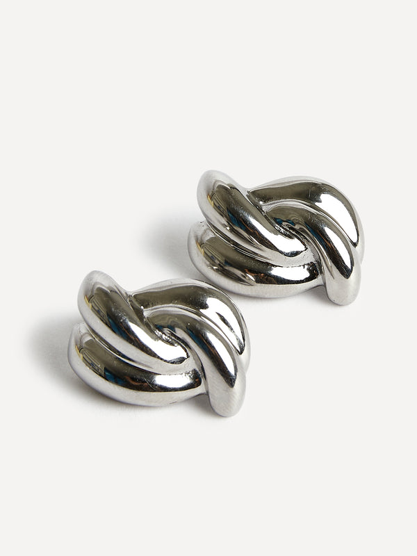 Linzi Silver Knot Twist Stud Earrings