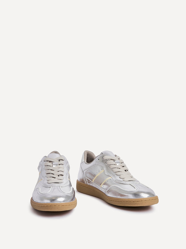 Linzi Silver Retro Style Trainers With Gum Sole