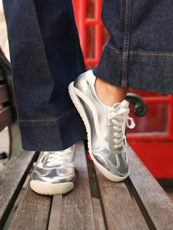 linzi Silver Retro Style Trainers