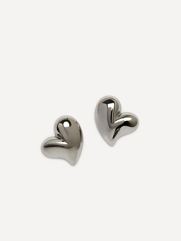 Linzi Silver Wave Heart Stud Earrings