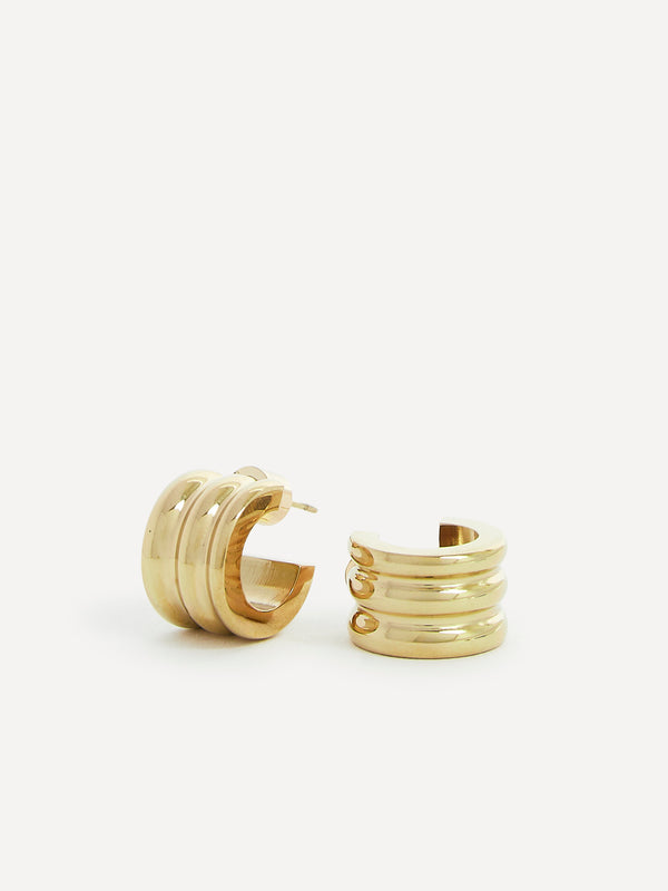 Linzi Small Gold Ridge Hoop Earrings