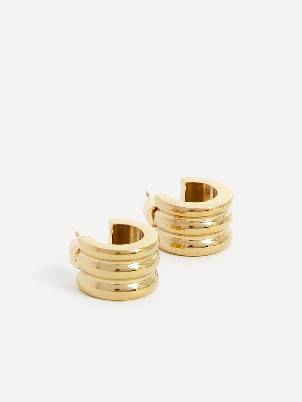 Linzi Small Gold Ridge Hoop Earrings