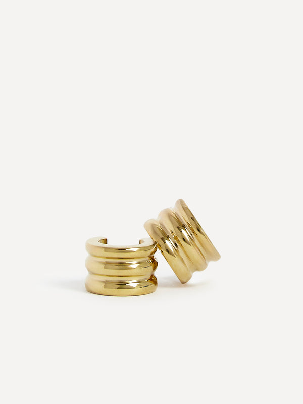 Linzi Small Gold Ridge Hoop Earrings