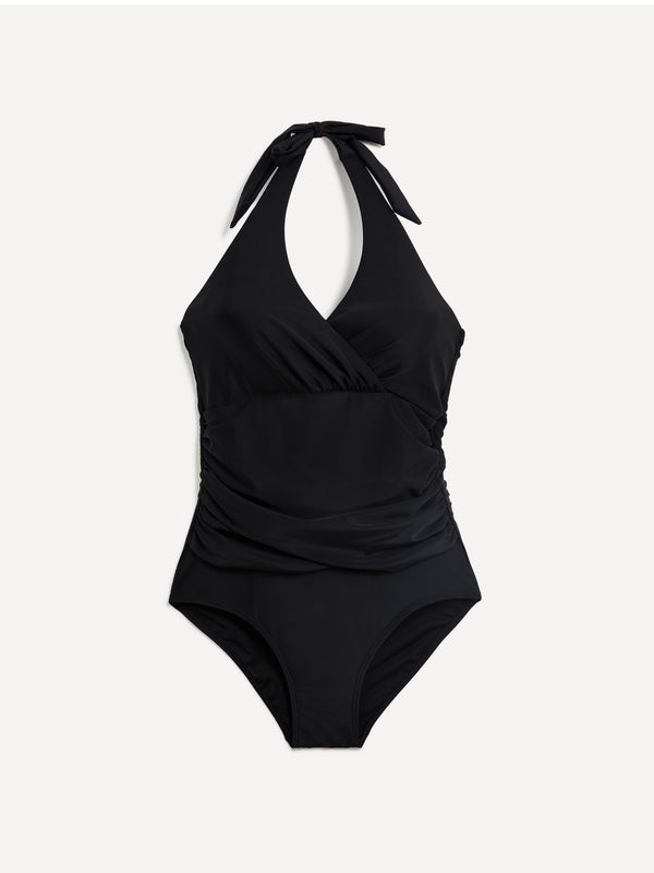 Linzi Linzi Swim Black Halterneck Tummy Control Ruched Swimsuit