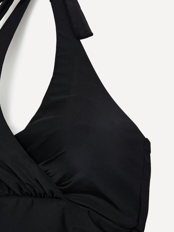 Linzi Linzi Swim Black Halterneck Tummy Control Ruched Swimsuit
