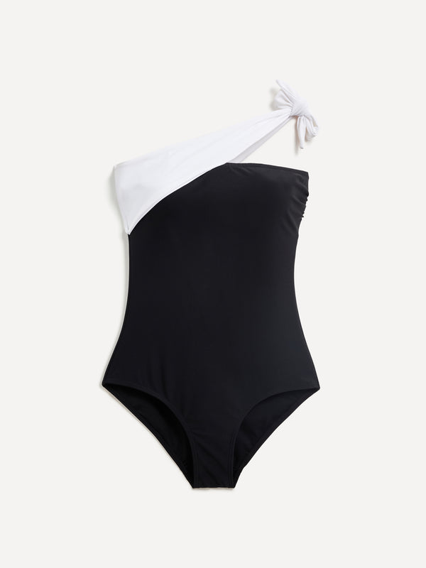 Linzi Linzi Swim Black One Shoulder Tie Detail Tummy Control Swimsuit