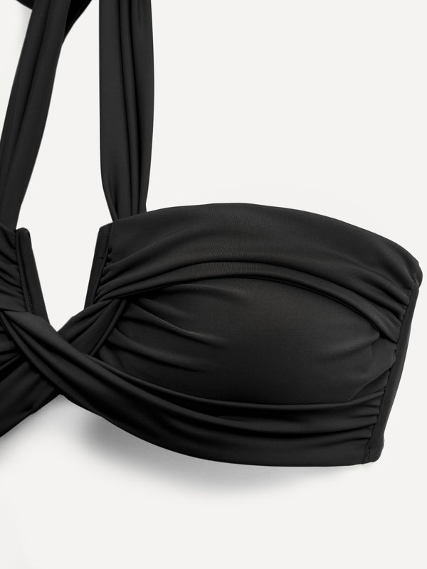 Linzi Linzi Swim Black Shiny Bandeau Halter Neck High Rise Bikini