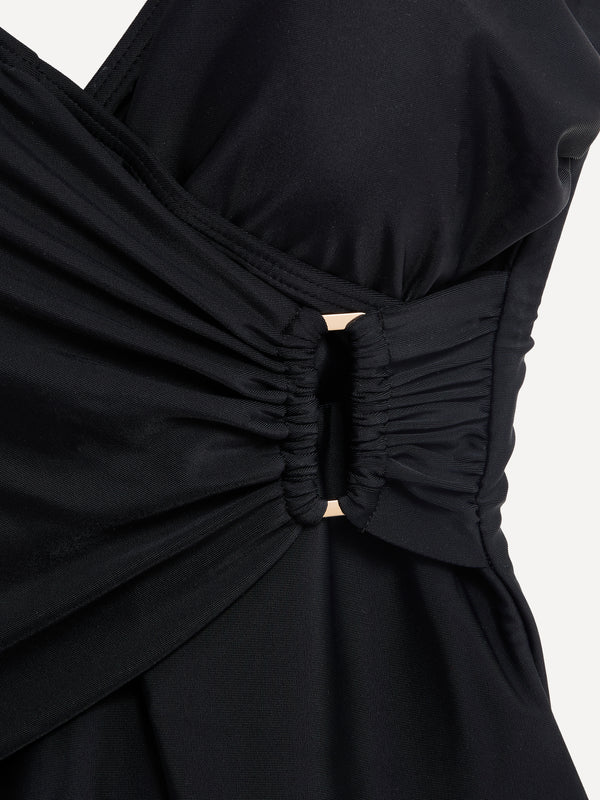 Linzi Linzi Swim Black Wrap Detail Tummy Control Swimsuit