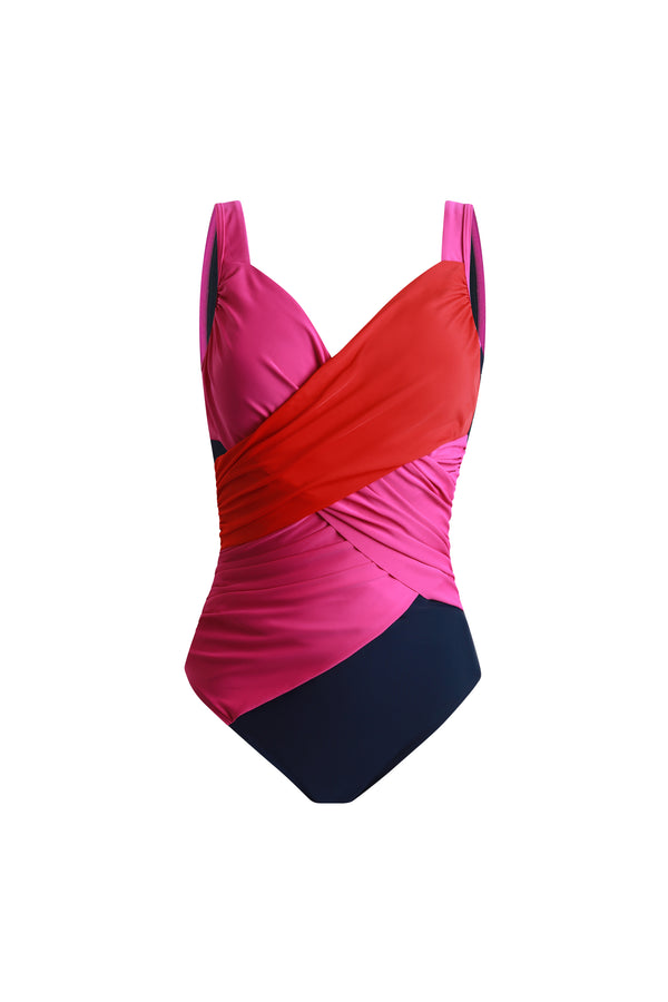 Linzi Linzi Swim Colour Block Drape Detail Tummy Control Swimsuit