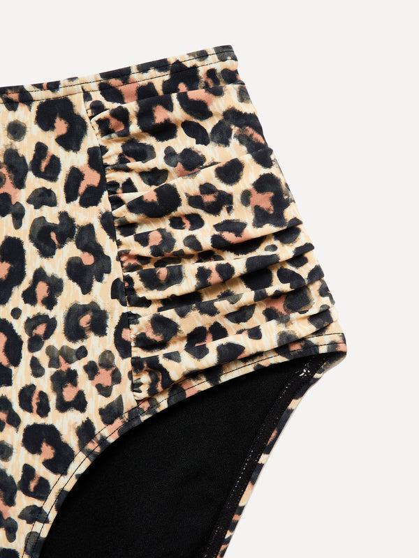 Linzi Linzi Swim Leopard Print Moulded Cup High Waisted Bikini