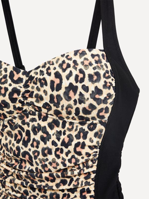 Linzi Linzi Swim Leopard Print Tummy Control Ruched Swimsuit