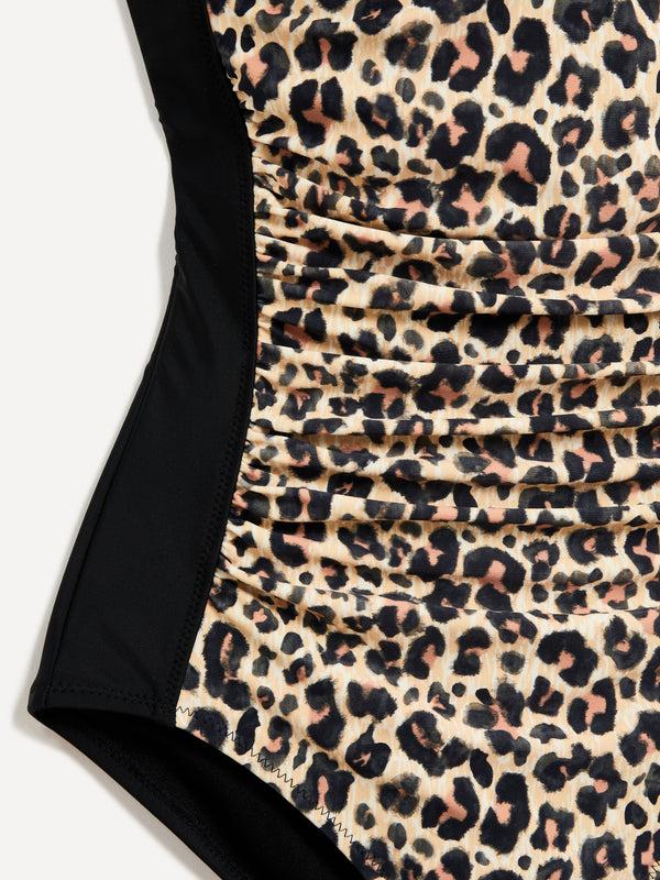 Linzi Linzi Swim Leopard Print Tummy Control Ruched Swimsuit