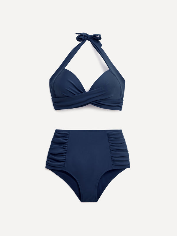 Linzi Linzi Swim Navy Moulded Cup High Waisted Bikini